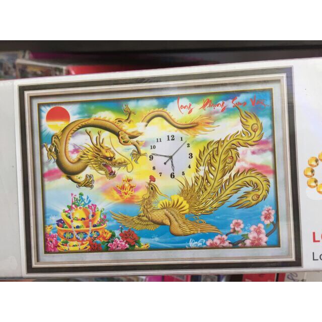 [HCM]Tranh đá đồng hồ Long Phụng lg1293 (65x45) chưa đính