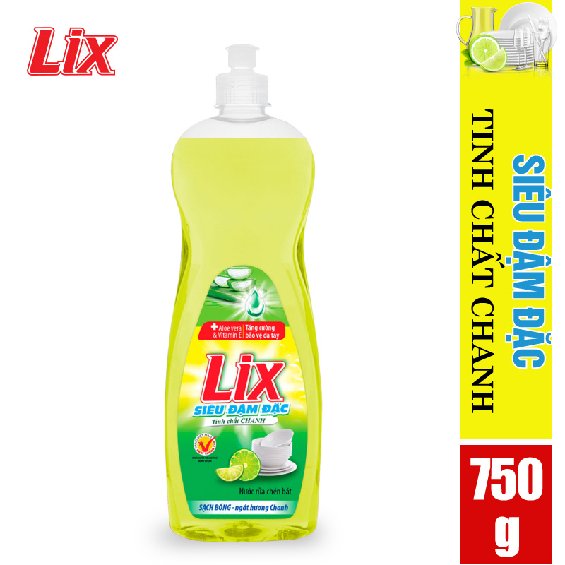 Nước rửa chén lix siêu đậm đặc hương chanh 750g n751
