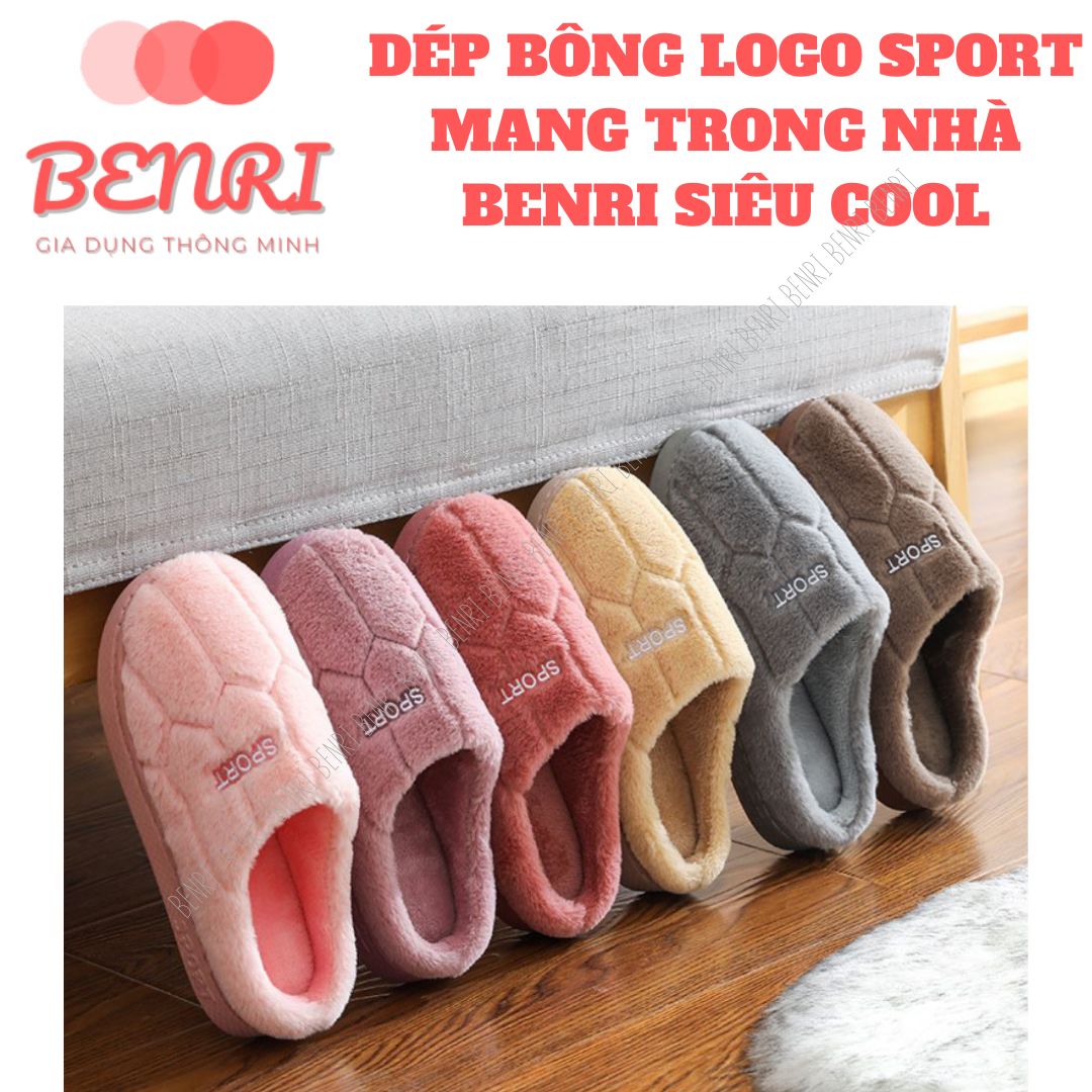 Dép bông dép lông mang trong nhà mùa đông nam nữ đế nhựa dẻo êm chân chất