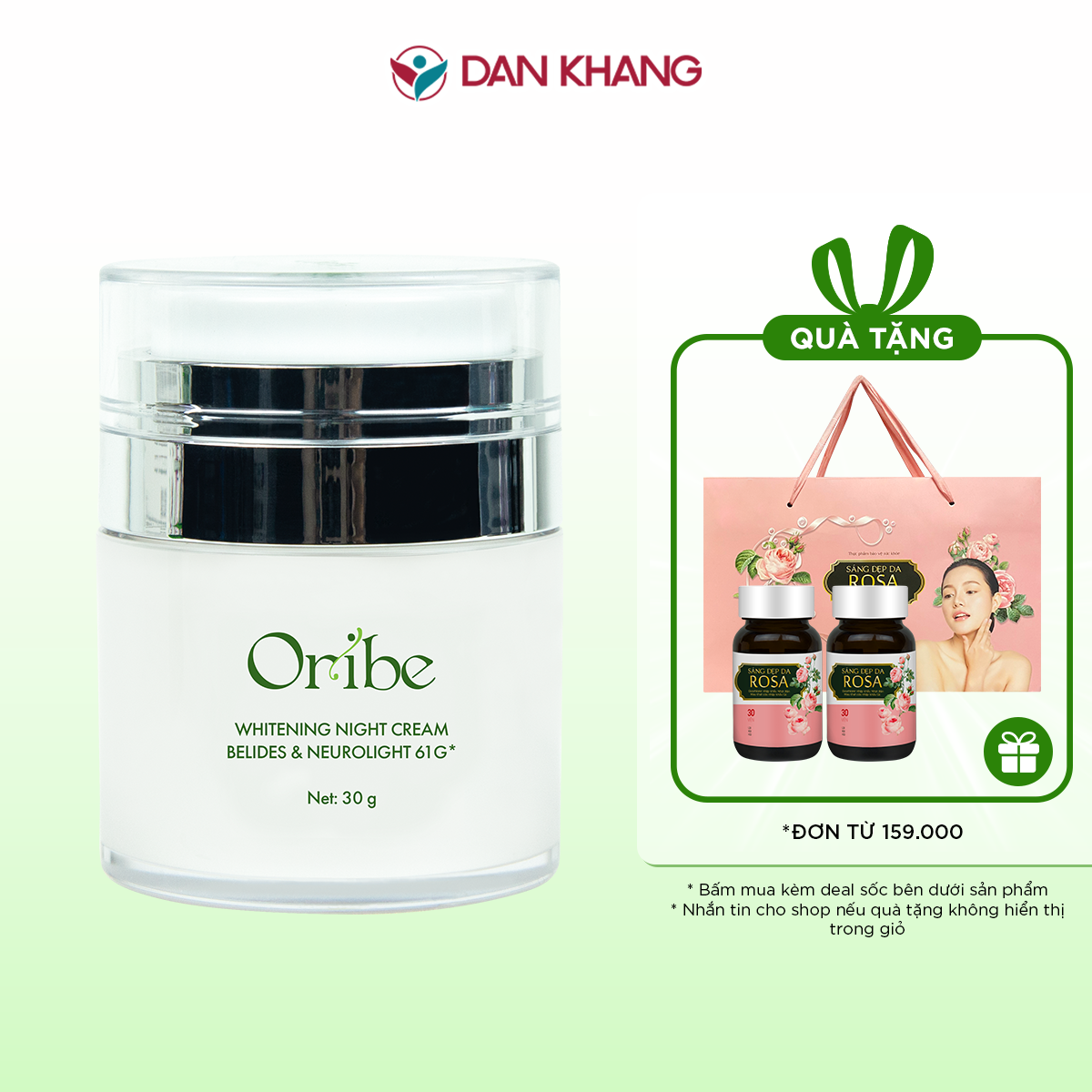 Kem Dưỡng Trắng Da Ban Đêm Oribe Trắng Mịn Nâng Tone Sáng Hồng 30g