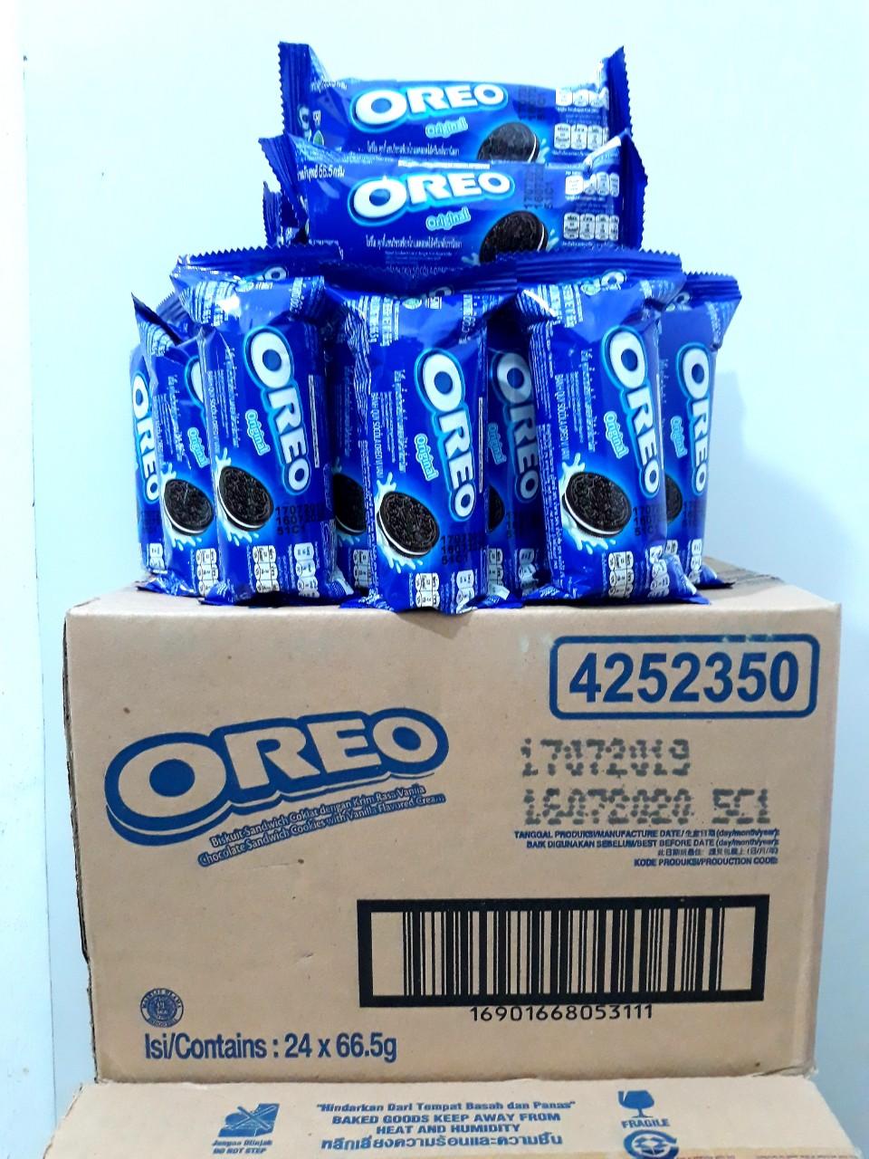 Thùng 24 thỏi bánh quy oreo kem vani 68.5g