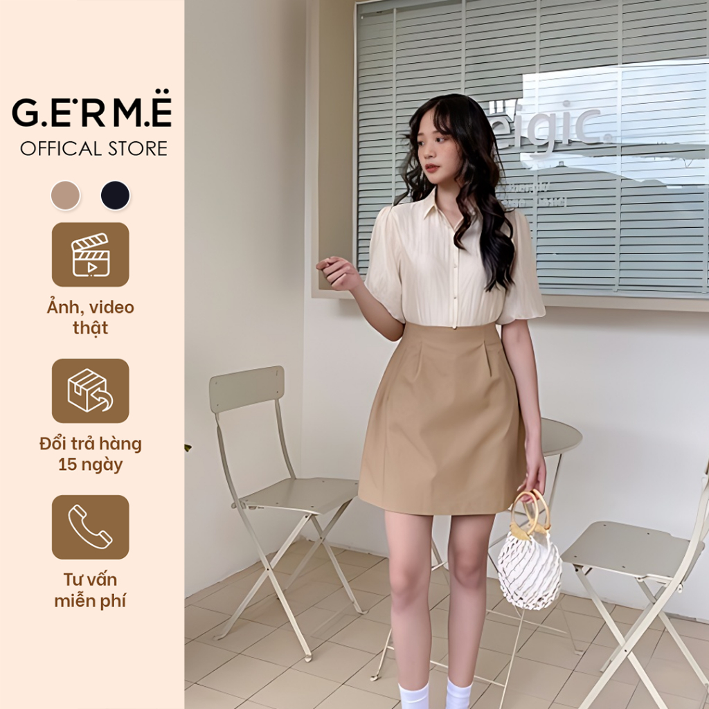 Chân váy kaki nữ basic, chân váy chữ a ngắn cạp cao dáng basic phong cách hàn quốc vnd0622v06 by germe