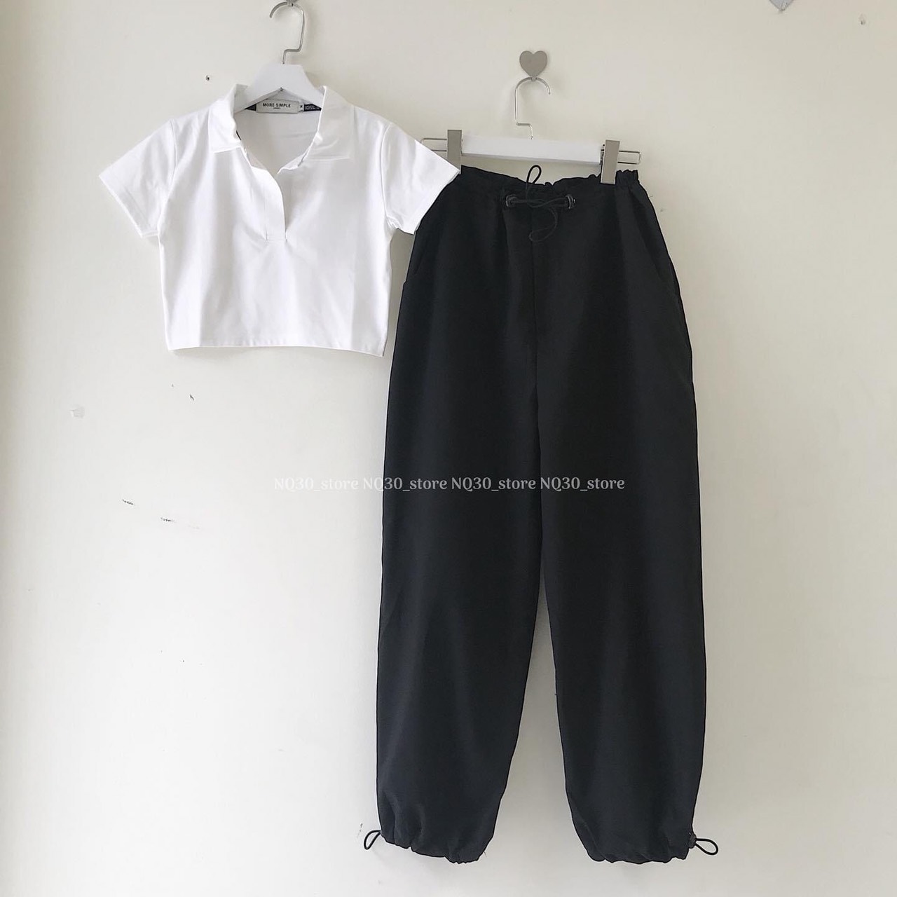 💕💕Set Quần jogger rút dây + crop petter trơn