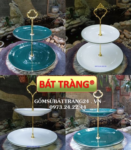 ĐĨA TẦNG ĐỰNG BÁNH KẸO KHAY 2 TẦNG SỨ ĐẸP ĐĨA THÁP TẦNG GỐM SỨ ĐỂ MỨT BÁNH CAO CẤP