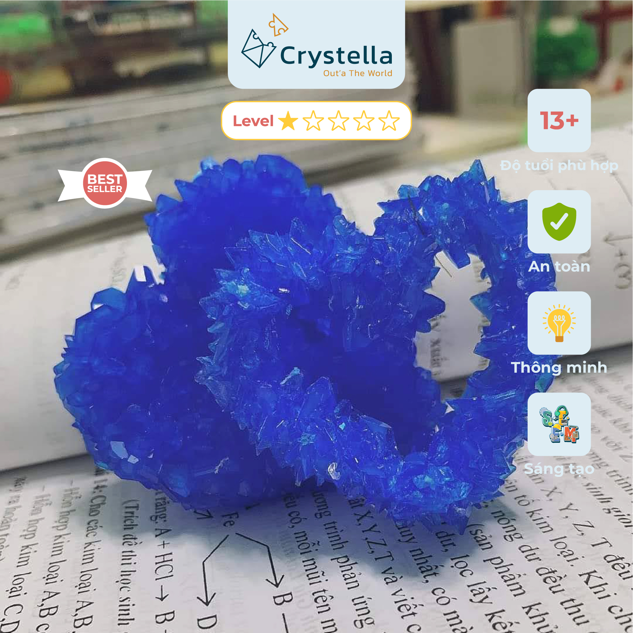 Bộ Nuôi Tinh Thể Crystella Trái Tim Xanh - Món Quà Khoa Học Đầy Ý Nghĩa Lấp lánh chỉ sau 1 ngày nuôi