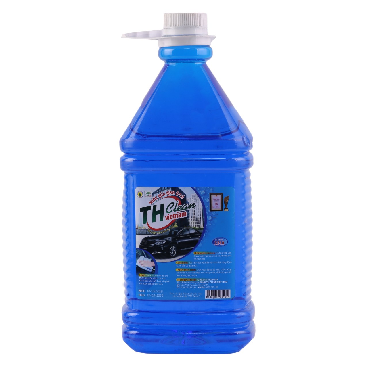 Nước rửa kính ô tô chính hãng cao cấp TH CLEAN can 2,5 lít sử dụng trực tiếp cho mọi loại xe tiện dụng sạch sáng bóng