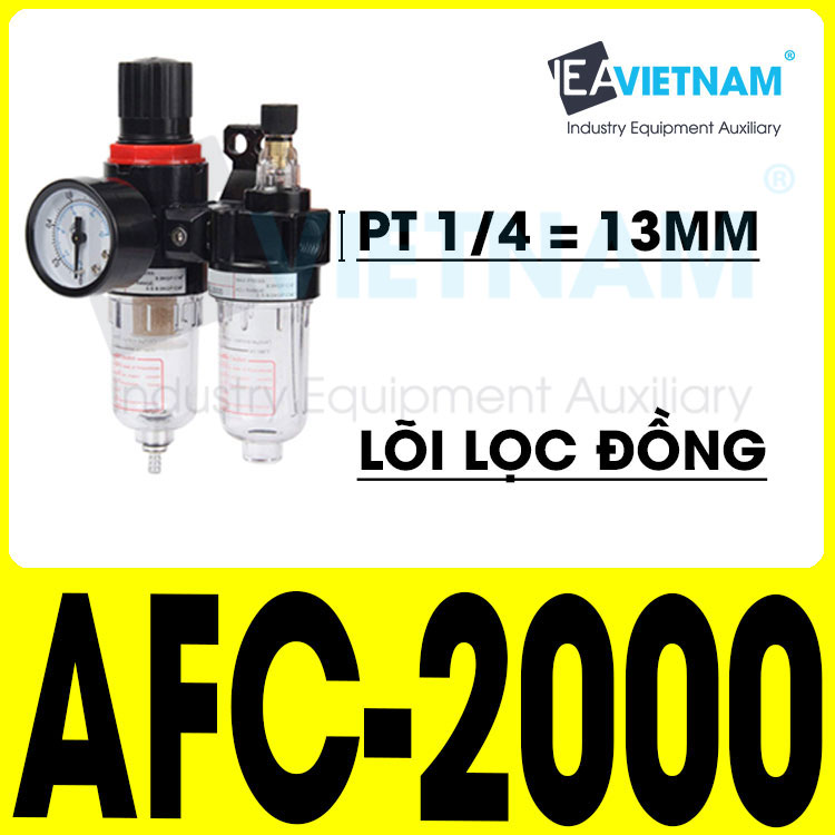 Bộ lọc đôi afc2000 tách nước lõi đồng , bộ lọc tách nước afc 2000 , lọc hơi khí nén afc 2000, tách nước + dầu + đồng hồ