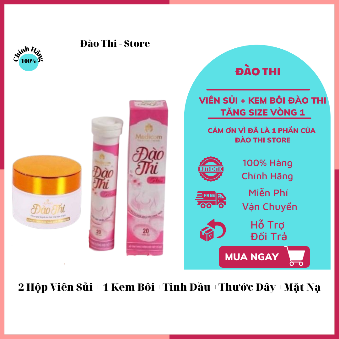 [ Tặng Tinh Dầu Massage ] 2 Hộp Viên Sủi + 1 Kem Bôi Đào Thi Tăng V1+Tặng Tinh Dầu MaSa V1+ Thước Dây