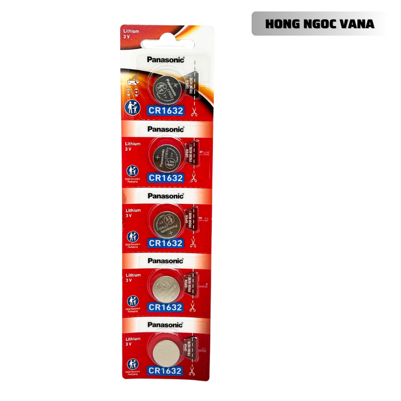 Vỉ 5 viên pin cr1632 panasonic lithium 3v made in indonesia , pin cảm biến áp suất lốp - hàng chính hãng