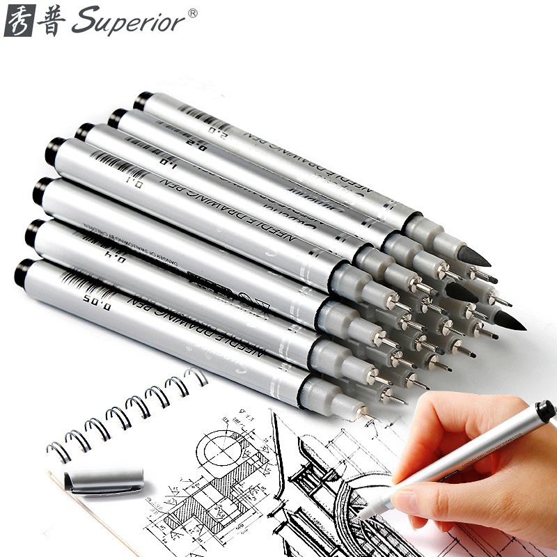 Bút line đi nét Superior chính hãng, kháng nước tốt, ra mực đều, bút đi nét mềm mại