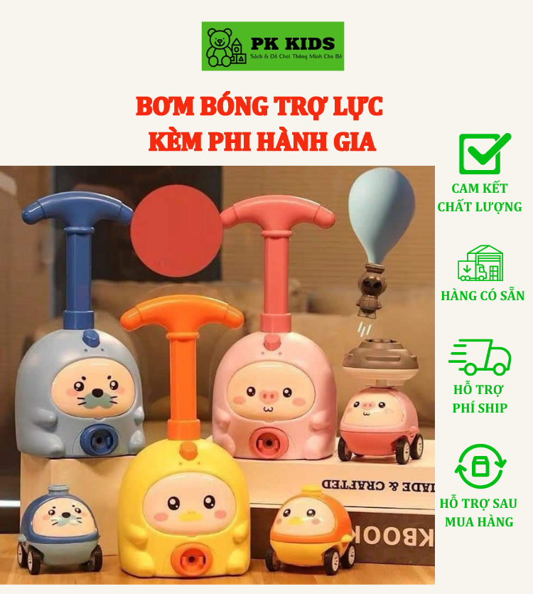 Đồ chơi xe đua bơm bóng bay trợ lực , đua xe kèm phi hành gia nhảy dù đáng yêu cho bé