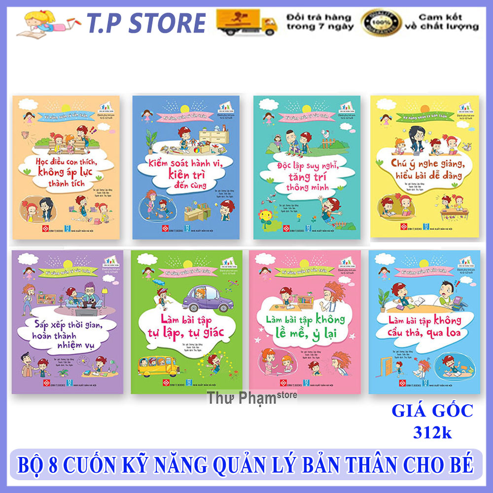 Combo 8 cuốn sách kỹ năng quản lý bản thân dành cho trẻ em từ 5 đến 12 tuổi - phát triển tư duy cho bé