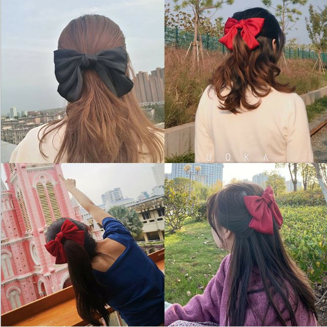 Cặp tóc tóc nơ to vải Hàn Quốc xinh xắn dễ thương tiểu thư - Phụ kiện tóc, dây cột tóc