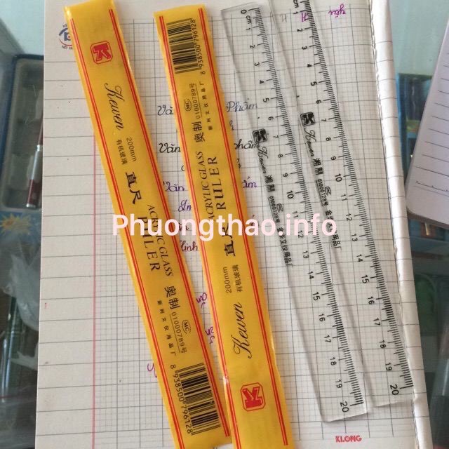 Thước kẻ Kewen 20cm, 30 cm nhựa trong suốt