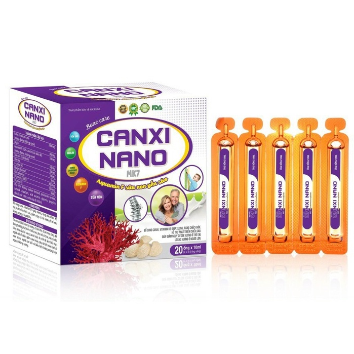 Canxi Nano Mk7 sữa non yến sào phát triển chiều cao, kích thích ăn ngon, xương chắc khoẻ chống còi xương, loãng xương