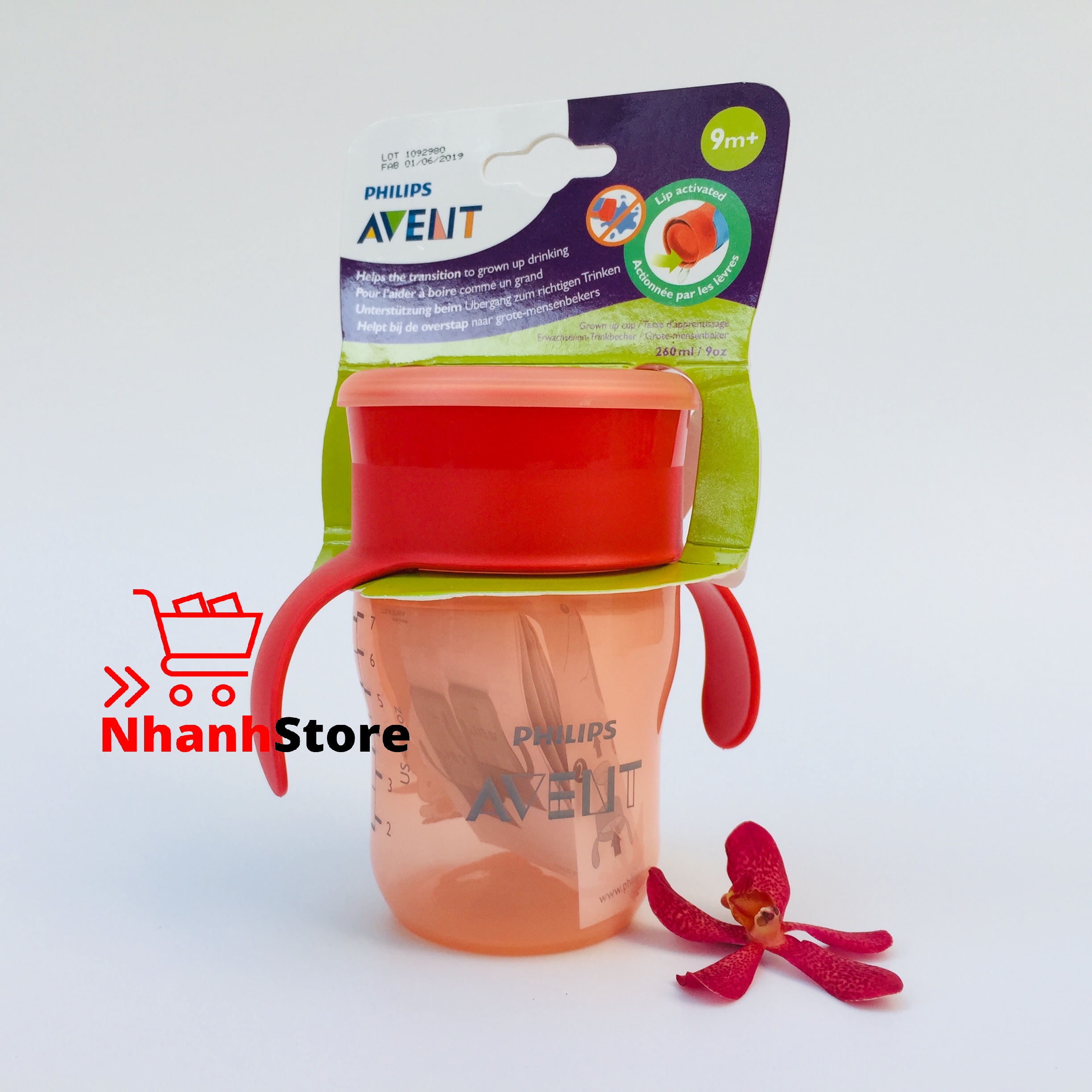 Cốc tập uống avent 360 độ 260ml cho bé từ 9 tháng ]