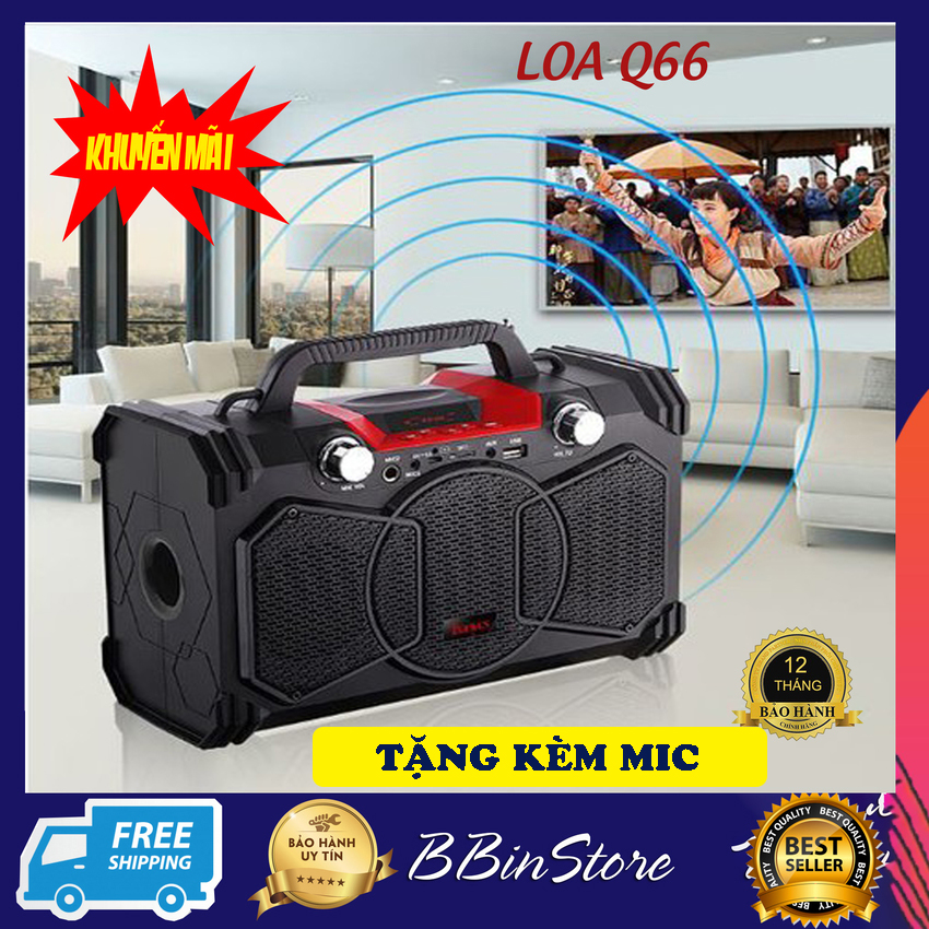 Loa Bluetooth Xách Tay HÁT KARAOKE TẶNG KÈM MICRO - Loa Công Suất Lớn, Âm Thanh Cực Đỉnh, Bass Chuẩn - Loa Karaoke Cao Cấp Xách Tay, Mua Loa Bluetooth Q66, Loa Karaoke Super Bass Q66 Cao Cấp Chất Lượng Tuyệt Vời - BH Toàn Quốc - BBinstore