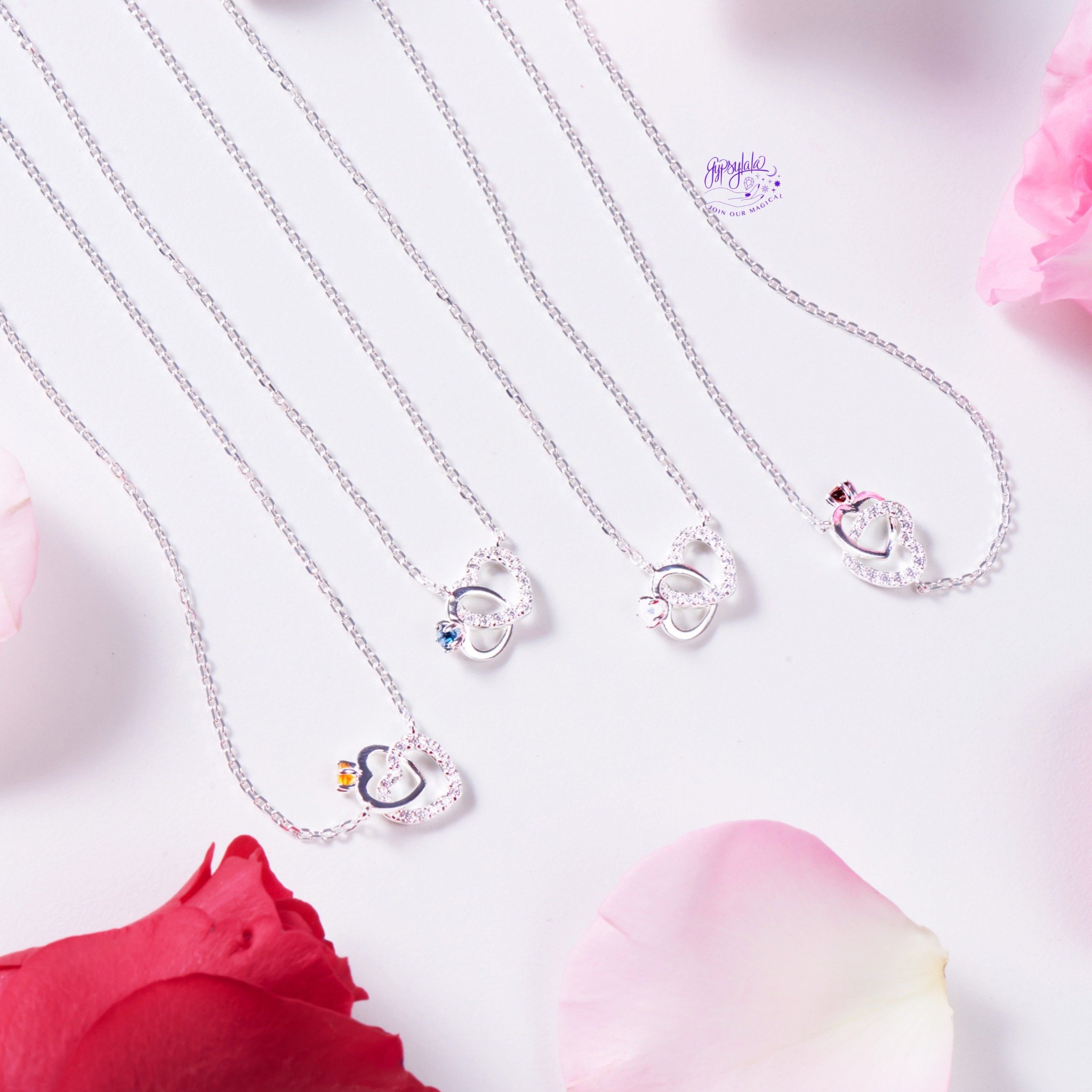 Dây Chuyền Bạc Self Love Silver Bốn Màu Đá Thiên Nhiên Năng Lượng May Mắn Gypsy.lala