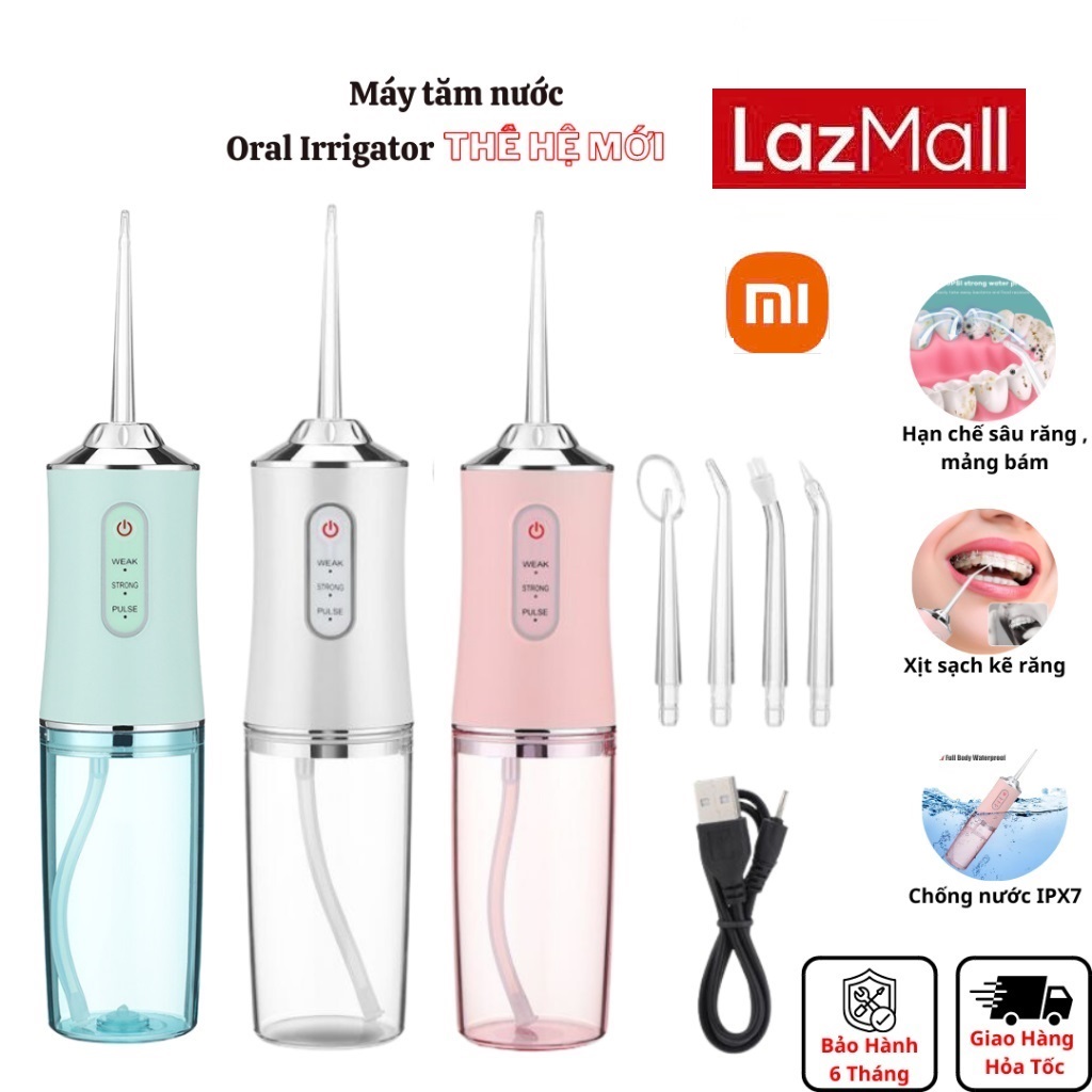 ( HCM ) LazMall FLASH SALE Chính Hãng NEW 100% Công Nghệ Xiaomi Oral  Irrigator Tăm Nước Oral Irrigator Chính Hãng Nội Địa, Máy Tăm Nước Cầm Tay Vệ Sinh Răng 4 Đầu Tăm Bình Chứa 220ML Tăm Nước Vệ Sinh Răng Miệng Hàng Chính Hãng