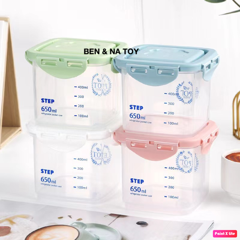 Xô Vuông/TRÒN 500ml, xô nhựa 1000ml, xô vuông 2000ml đựng thực phẩm có nắp đậy kín - 3