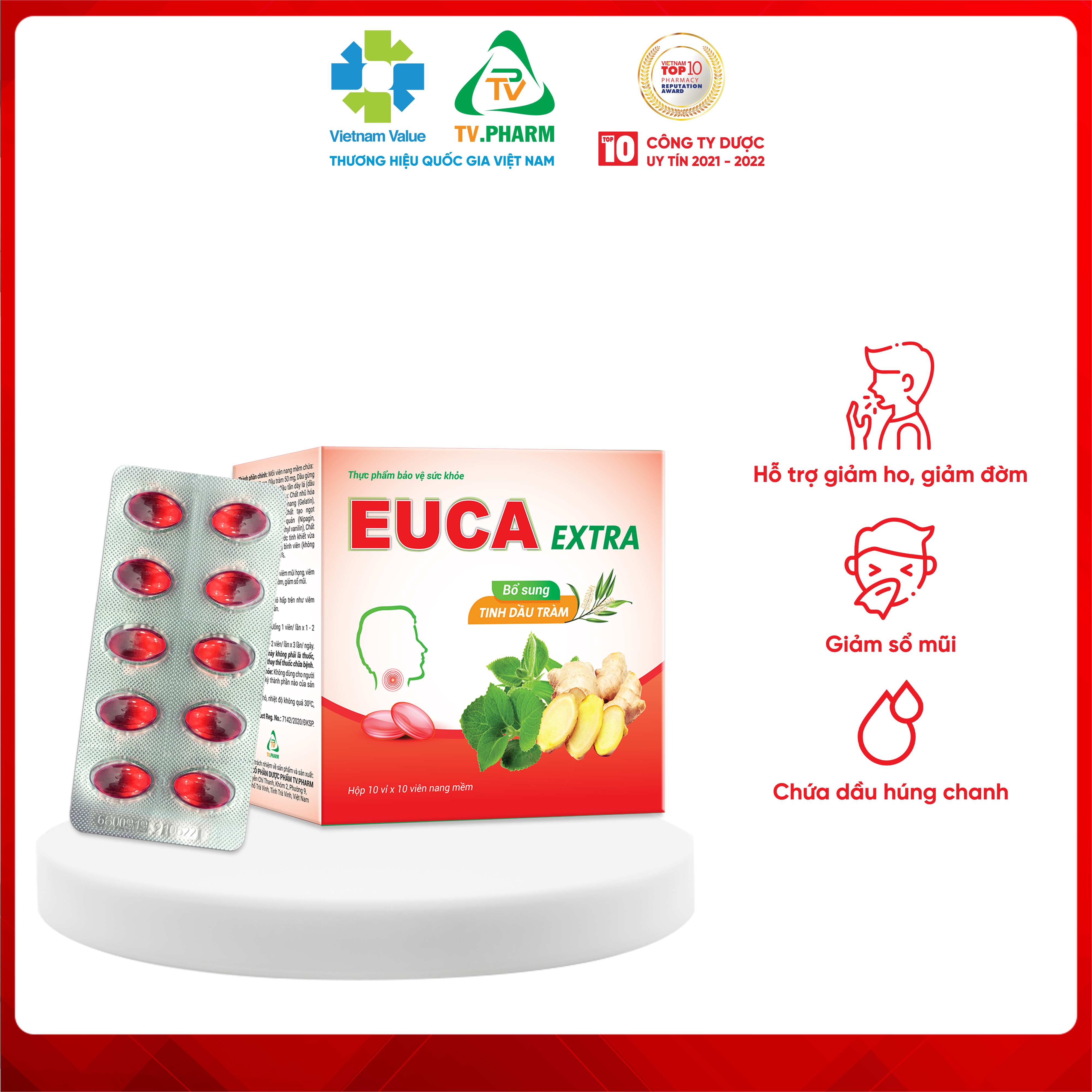 Thực phẩm bảo vệ sức khỏe EUCA EXTRA - Hỗ trợ giảm ho, giảm đờm