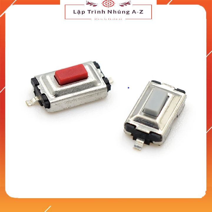 Túi 10 nút nhấn 2 chân smd 32.5mm đầu trắng/đỏ