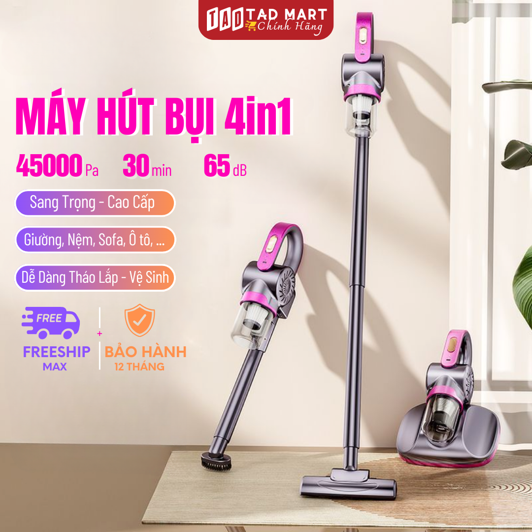 Máy Hút Bụi Giường 4in1 12000Pa Hút Bụi  Nệm, Đa Chức Năng, Diệt Khuẩn Và Loại Bỏ Côn Trùng Nhỏ_BẢO HÀNH 12 THÁNG