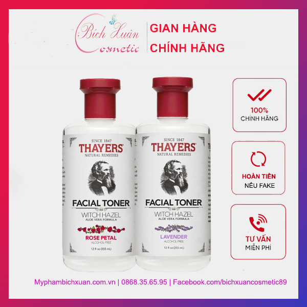 [Chính hãng] Nước Hoa Hồng Thayers Không Cồn Làm Sạch, Se Khít Lỗ Chân Lông