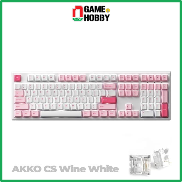 Bàn phím cơ monsgeek mg108 prunus lannesiana - white led / akko cs switch wine white / pbt double-shot
