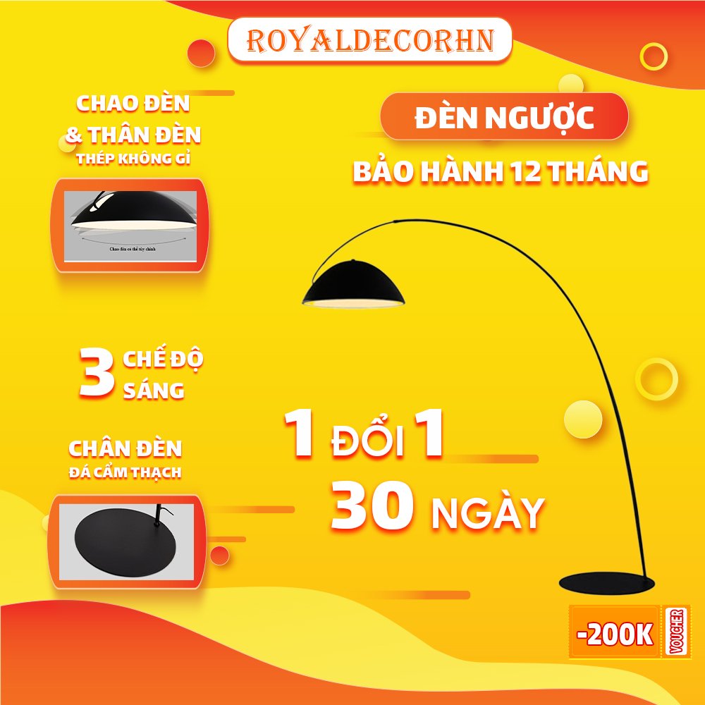 Đèn decor phòng ngủ ROYALDECORHN đèn đứng cây đứng trang trí phòng khách, đèn ngủ có 3 chế độ màu