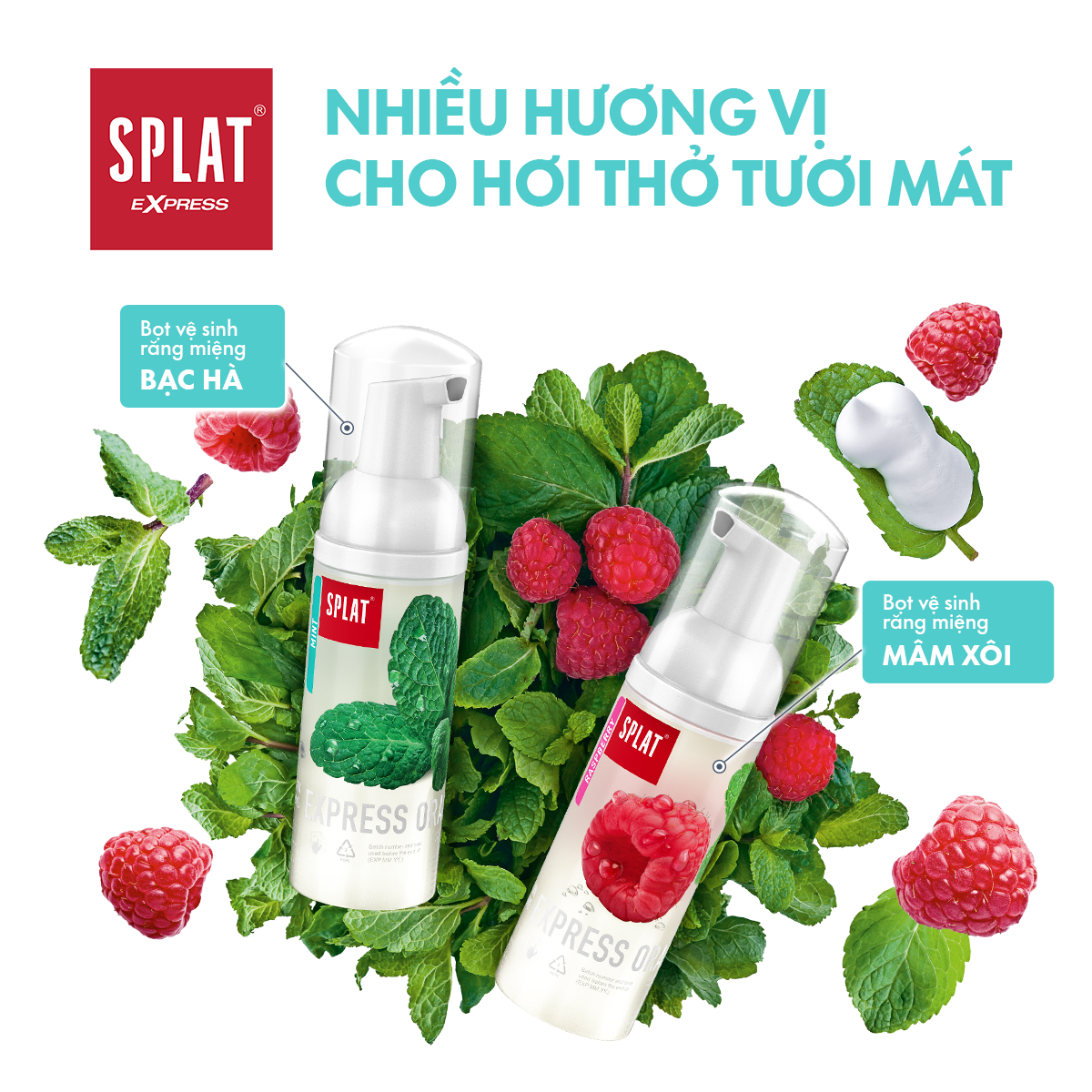 Bọt Vệ Sinh Răng Miệng SPLAT Express Oral Care Hương Bạc Hà The Mát Bảo Vệ Nướu Chắc Khỏe 50ml