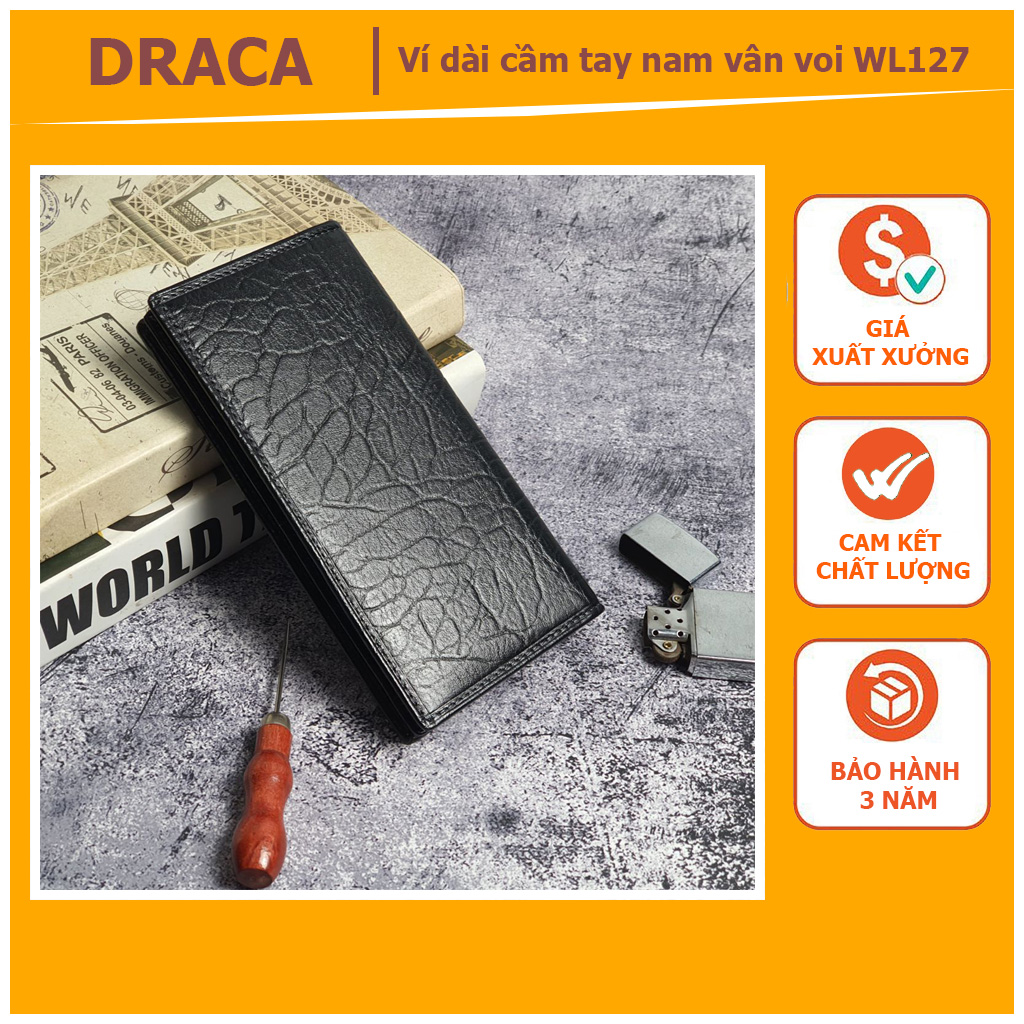 _ da thật_ ví dài cầm tay nam da bò thật vân voi wl127 - 100% da bò thật, bh 3 năm, ví dài da bò thật cao cấp chất lượng cao, ví dài nam phong cách lịch lãm
