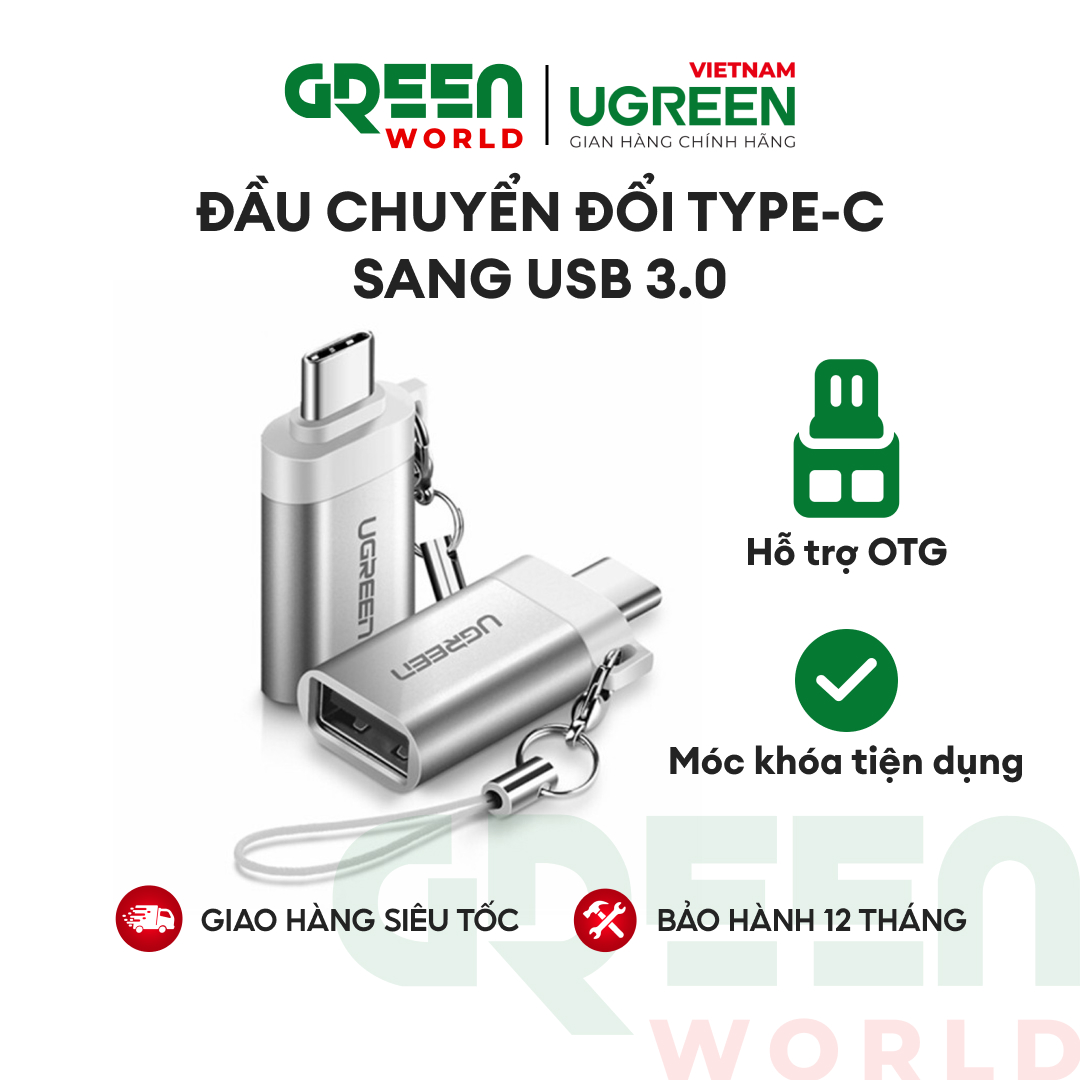 Đầu chuyển đổi usb type c sang usb 3.0 hỗ trợ otg, tương thích với chromebook macbook huawei p9 /p10/p20/mate 9/mate 10 samsung s8 xiaomi 4c nexus 5x 6p lg g5... ugreen us270