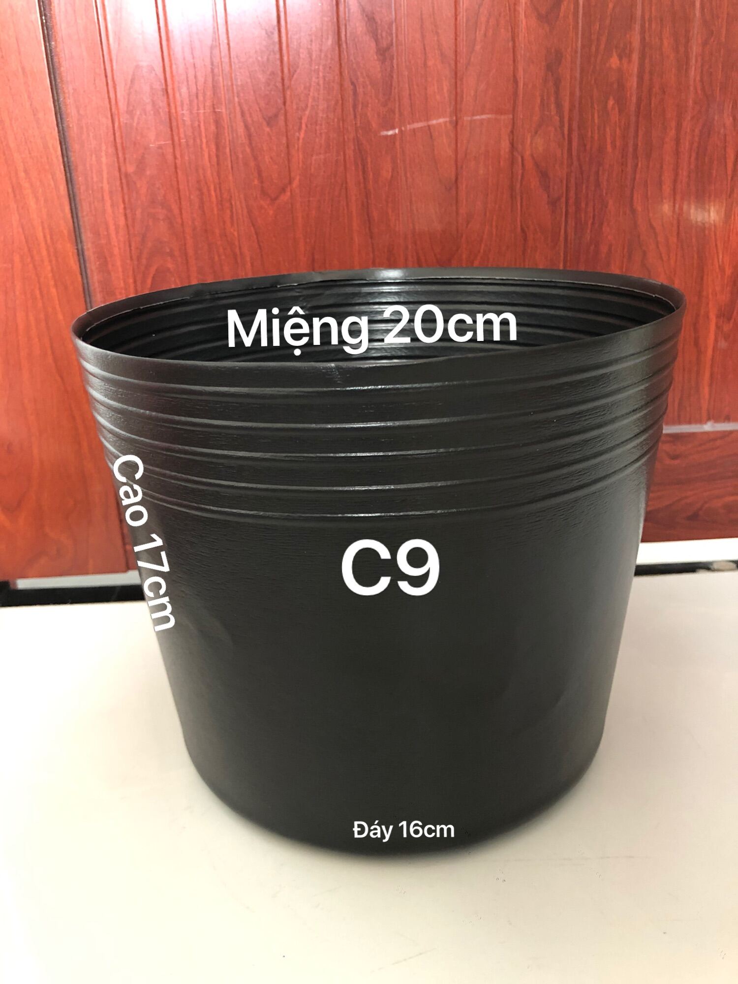 10 Chậu nhựa giá rẻ trồng cây giống - C09 đen - KT: 23cm*17cm*17cm - bóng đẹp - dẻo dai - chịu nắng - Trồng các loại hoa cảnh lớn như cây vạn tuế, cây dừa, cau