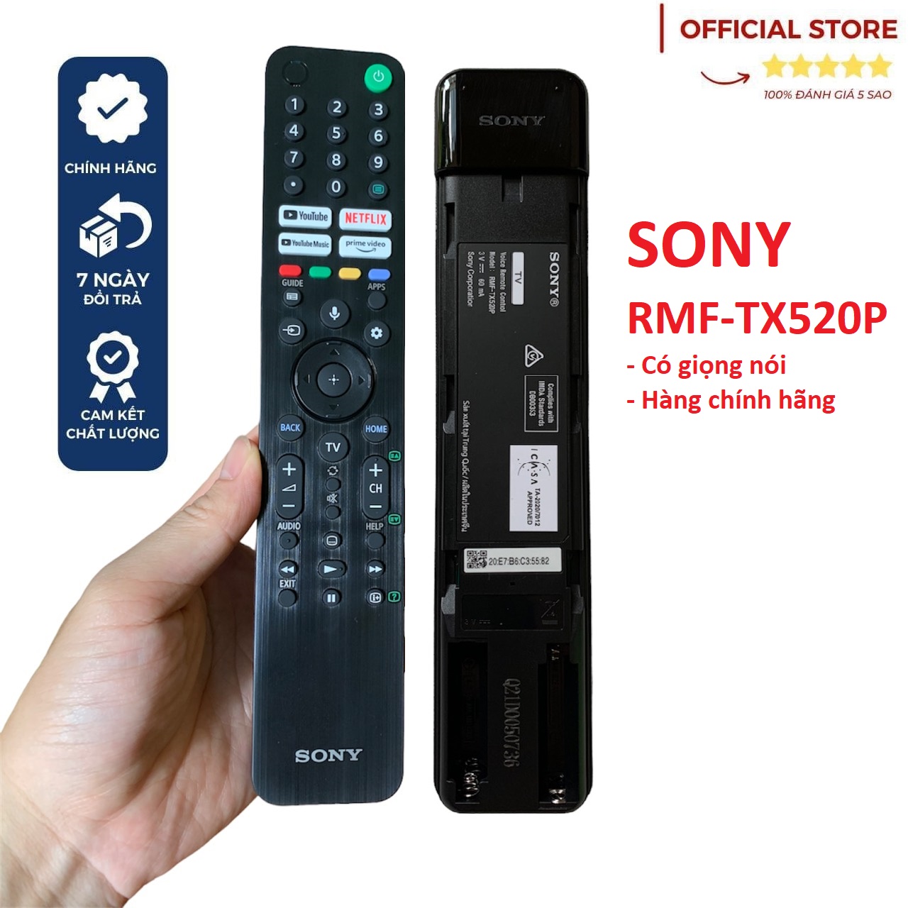 Điều khiển tivi sony giọng nói chính hãng RMF-TX520P hàng mới 100% zin của Sony, mót bấm từ xa tv thông minh 4k,8k smart tx520p, remote sony giọng nói