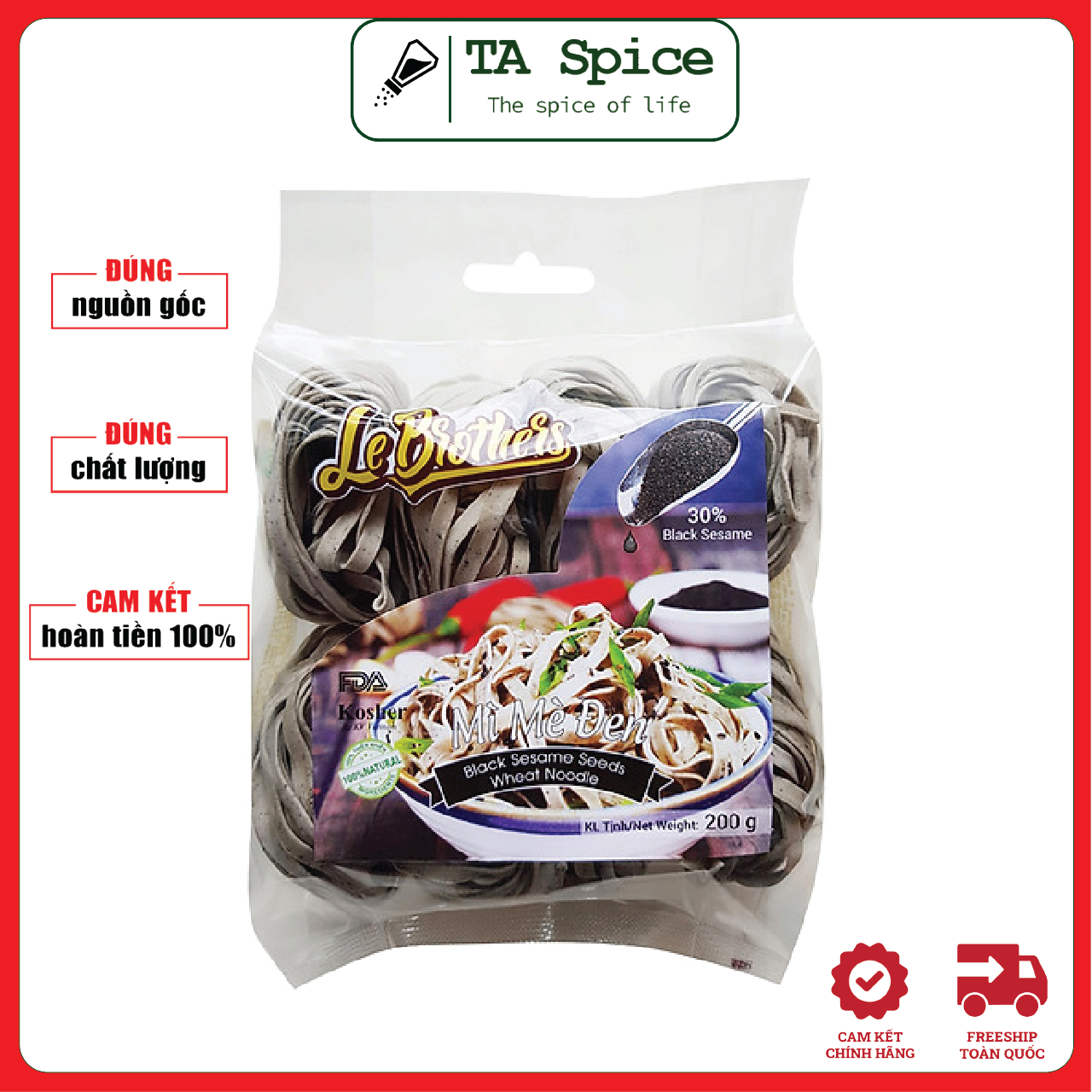 Mì mè đen Le Brother 200g - Duy Anh Foods - Tự nhiên 100% an toàn cho bé ăn dặm, giảm cân KETO