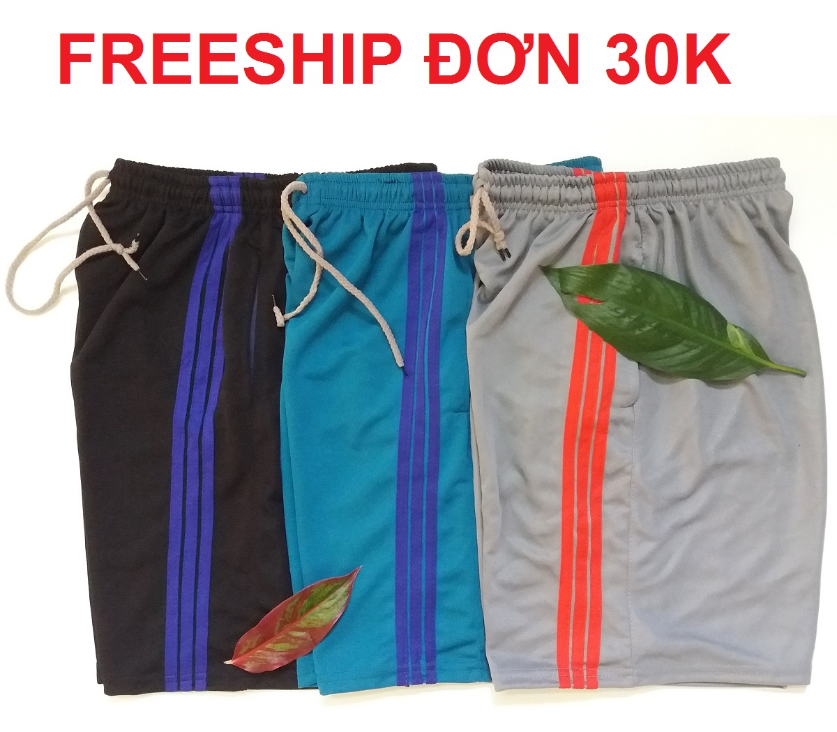 BỘ 3 QUẦN ĐÙI NAM, QUẦN SHORT NAM,  KIỂU THỂ THAO, PHỐI 3 SỌC, VẢI THUN DÀY DẶN, MỀM , CO GIÃN NHẸ THẤM HÚT MỒ HÔI THOÁNG MÁT CÓ DÂY RÚT VÀ 2 TÚI HÔNG (ẢNH THẬT)