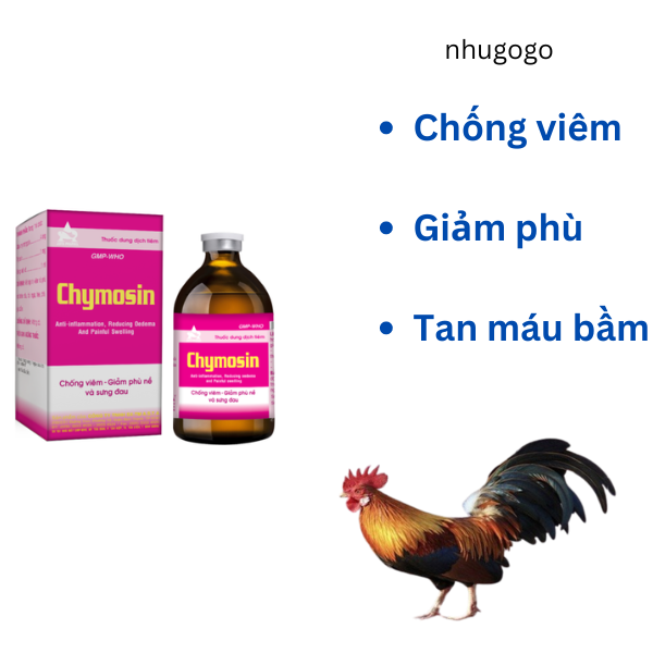 Chymosin 100ml, chống viêm, tan máu bầm cho vật nuôi