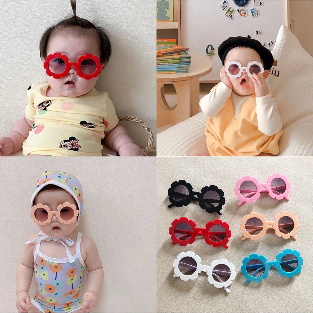 Kính mát thời trang hình bông hoa cao cấp cho bé