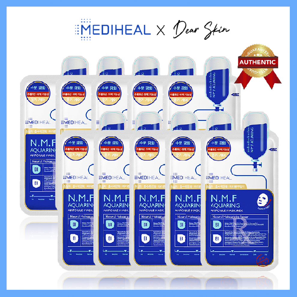 [Hộp 10] Mặt nạ Mediheal cấp ẩm cho da Mediheal Aquaring Ampoule Mask NMF Xanh Dương 27ml