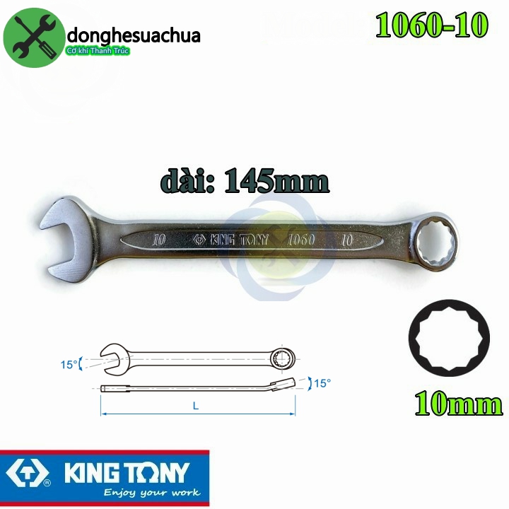 Cờ lê vòng miệng 10mm kingtony 1060-10 dài 145mm