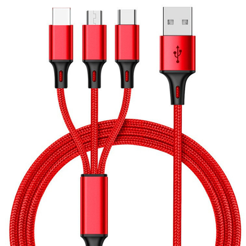 Cáp sạc 3 đầu lightning/micro usb/type c dây cáp sạc 3in1 đa năng sạc nhanh dây dù cực bền