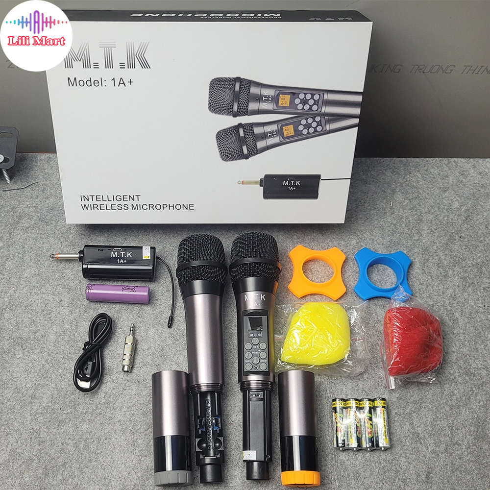 Trọn Bộ Micro Không Dây MTK 1A, Chỉnh Bass, Treble, Echo Ngay Trên Thân Mic, Chống Hú Tối Ưu, Chuyên Karaoke Gia Đình, Phòng Hát, Cho Loa Kéo Hát Karaoke, Âm Li, Mixer - Bảo Hành 12 Tháng