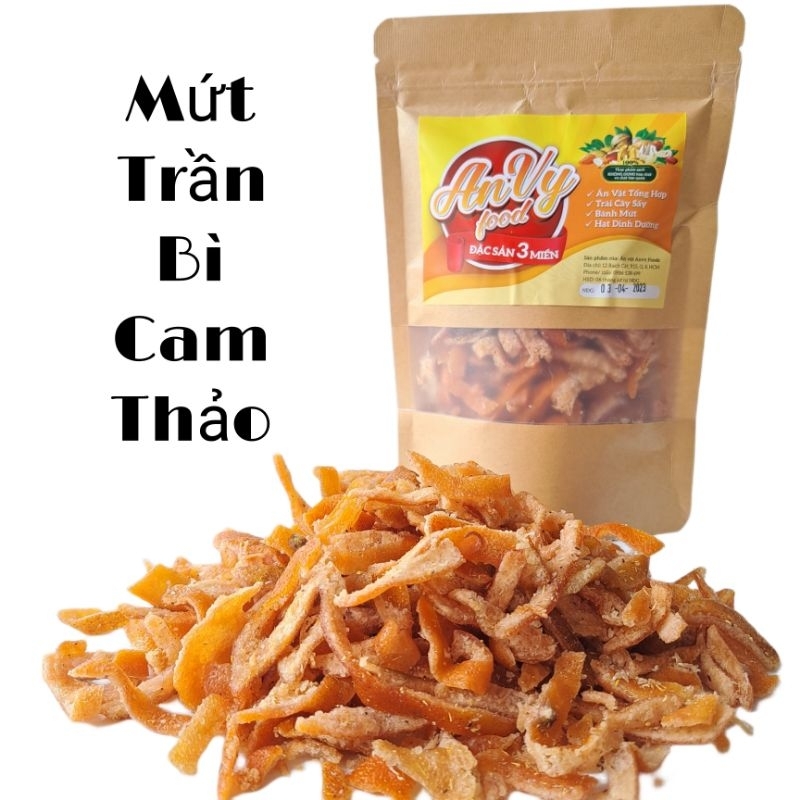Mứt trần bì vị cam thảo / mứt vỏ cam trần bì chua mặn ngọt, ăn vặt anvy foods