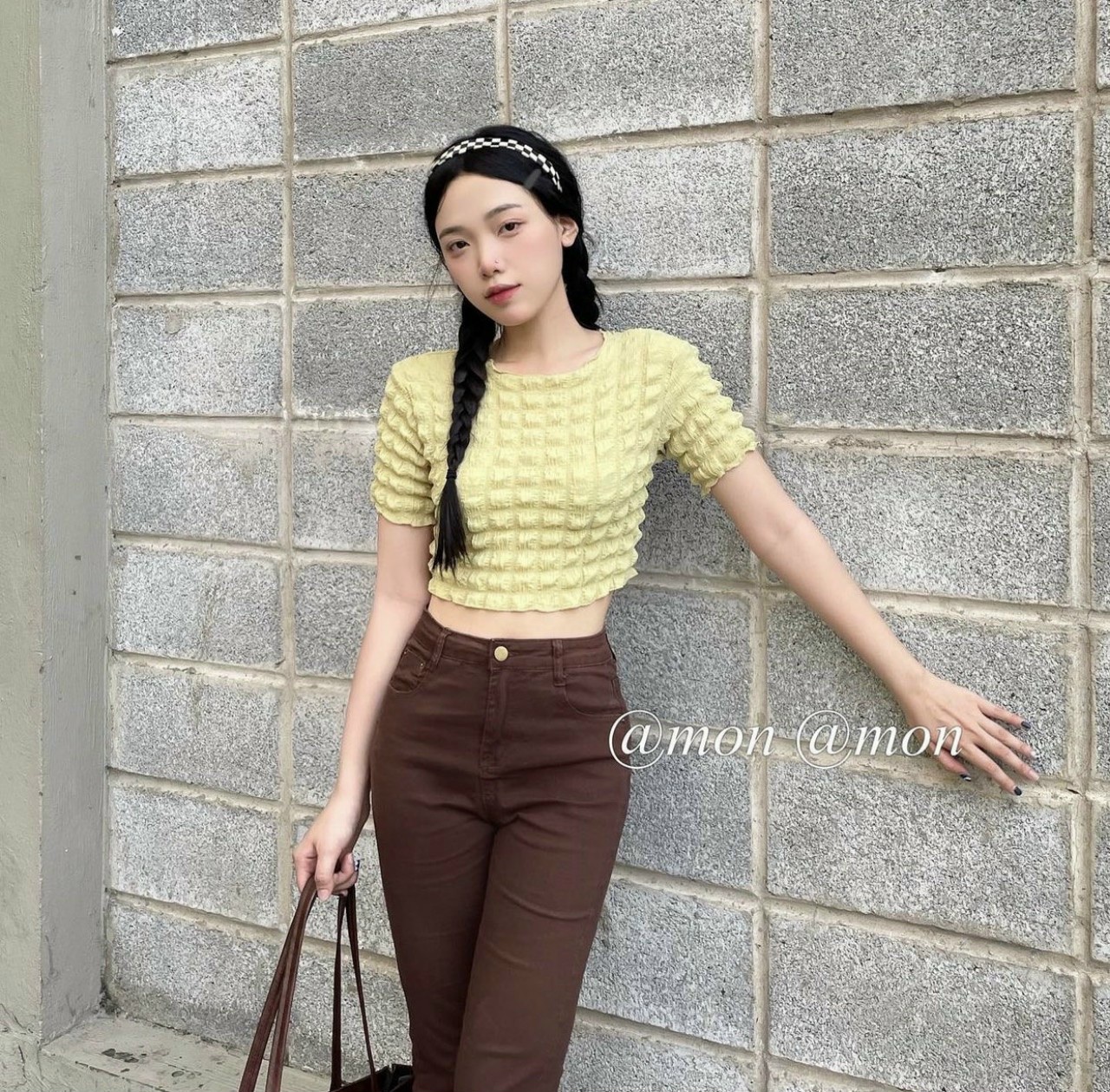 Áo Xốp Nhăn Croptop Cổ Tròn Ôm Body Siêu Đẹp
