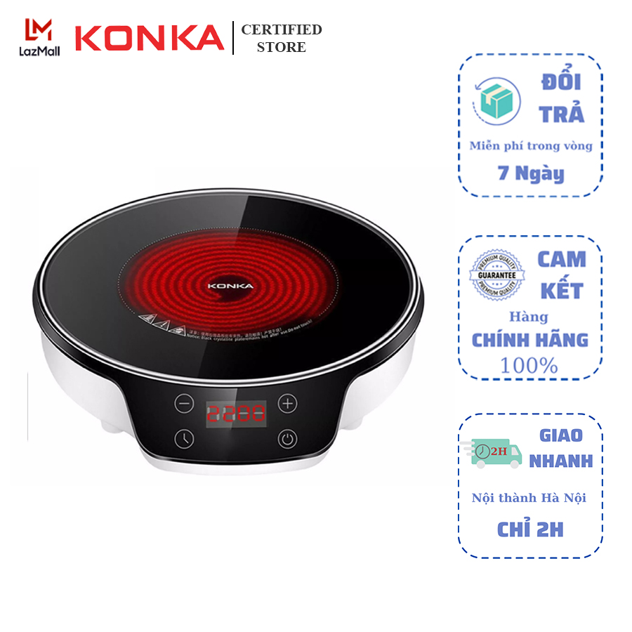 Bếp hồng ngoại Konka KES-ES1 màu đen mặt kính cường lực sang trọng chịu nhiệt tốt công suất lớn lên đến 2200W phù hợp với mọi gia đình