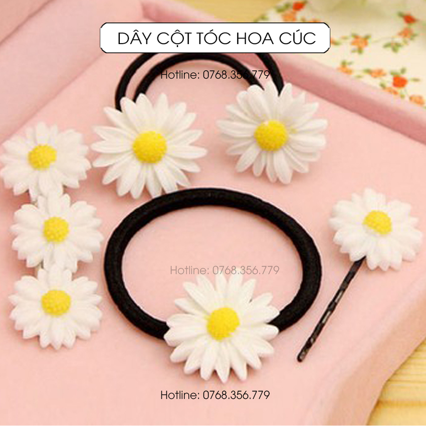 - dây cột tóc hoa cúc dễ thương đáng yêu