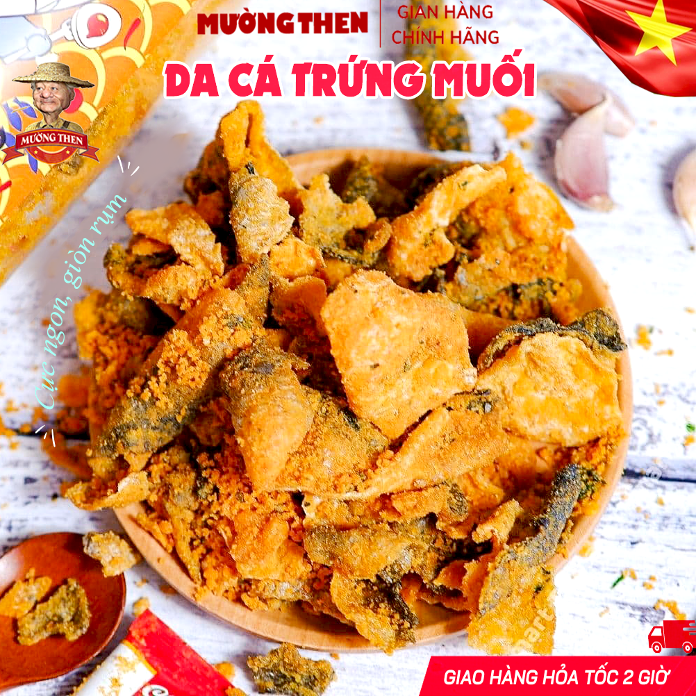 Da cá xóc trứng muối giòn tan đậm vị 200g đồ ăn vặt da cá lắc trứng muối mường then