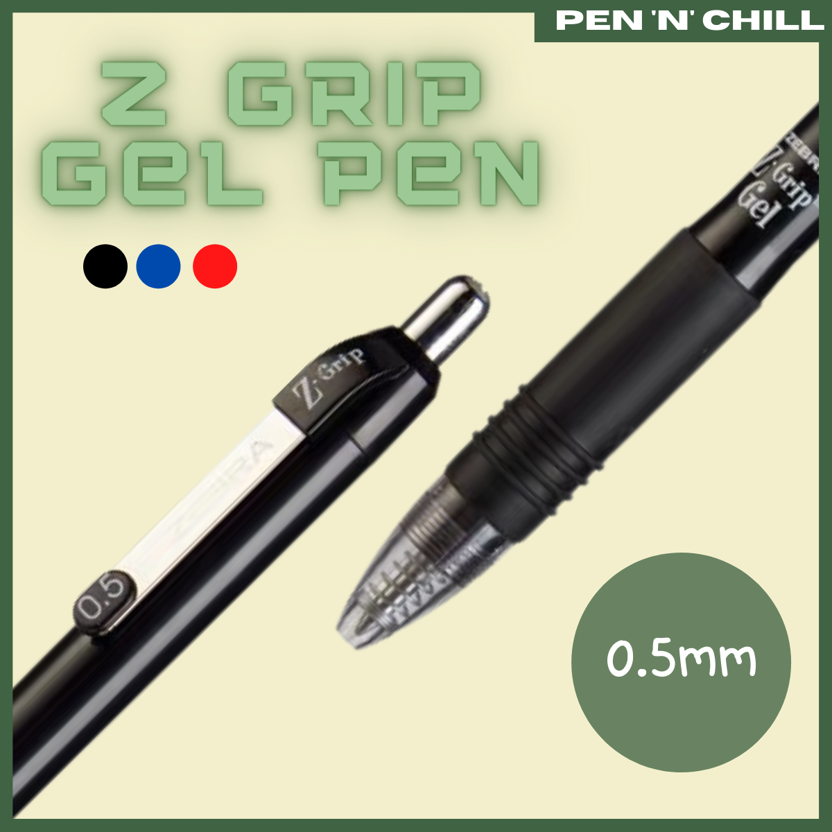 Bút Bi Gel Zebra Z-Grip - Cỡ ngòi 0.5mm