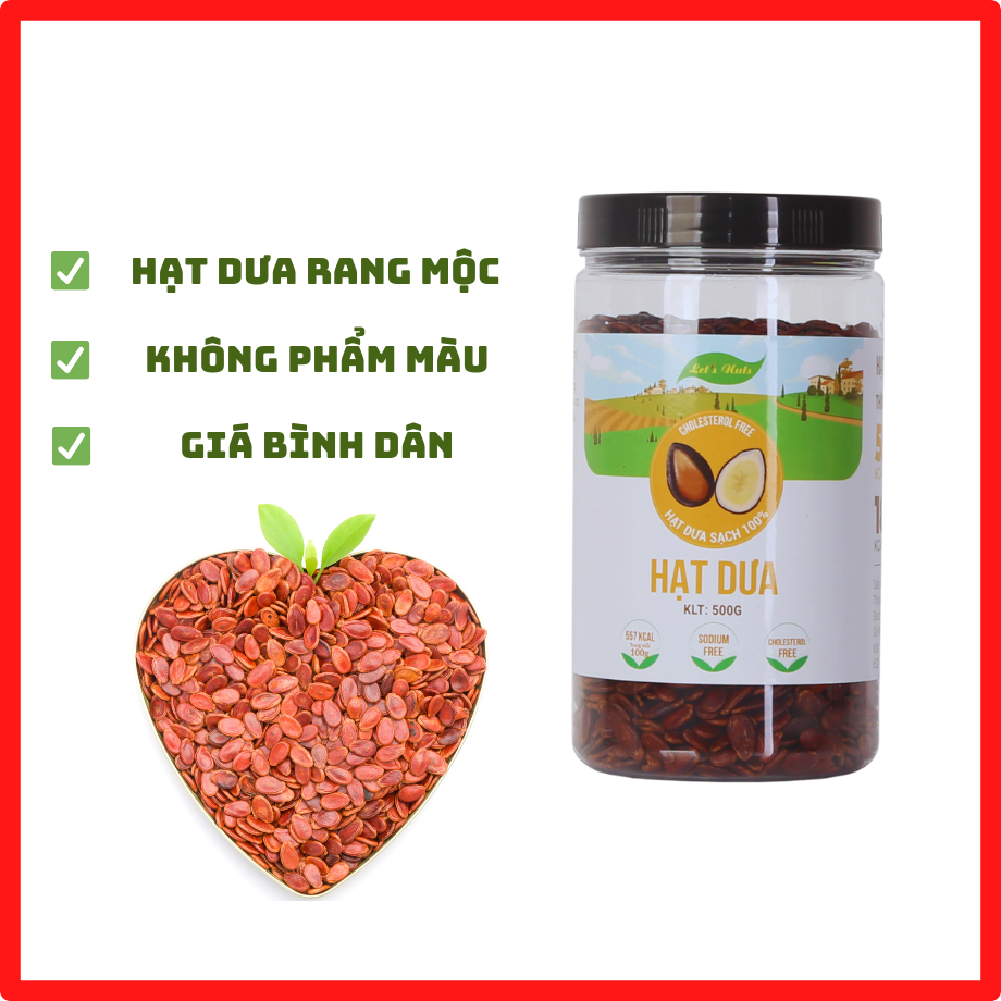 Hạt dưa sạch Let's Nuts rang mộc không nhuộm màu hũ 500g hạt giòn to đều